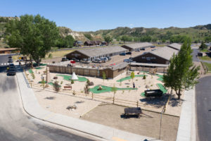 Each hole of this concrete built mini golf course includes an historic element or obstacle