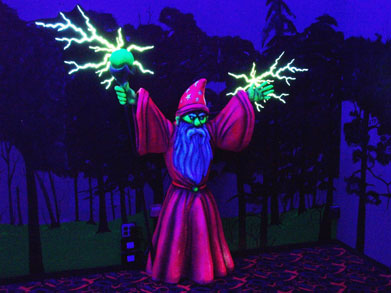 Blacklight mini golf at six flags wizard theme element