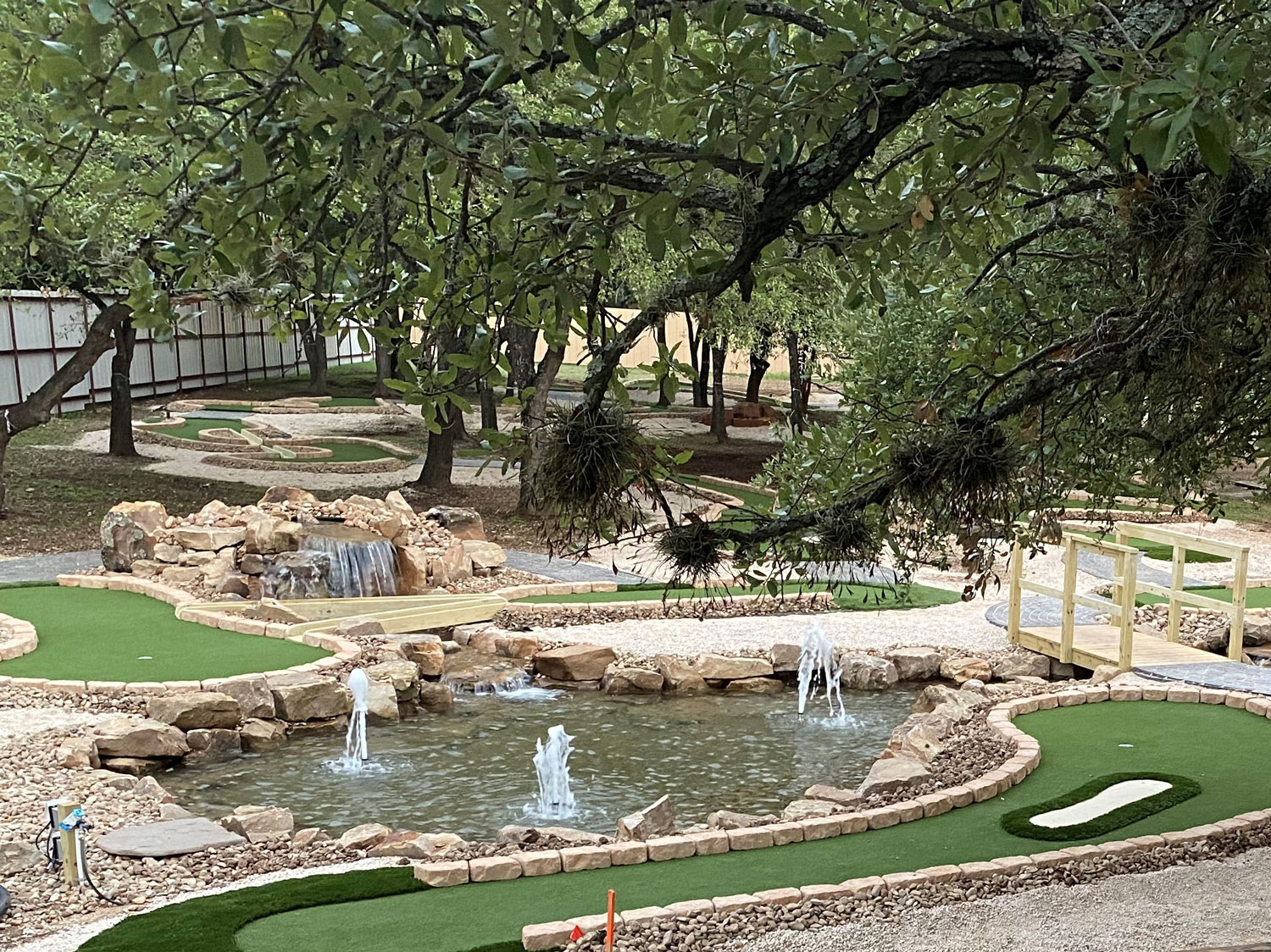 This eco-friendly, tree-friendly mini golf course was designed and built by Adventure Golf & Sports for Cen-Tex Mini Golf