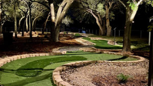 Strategic lighting of the Cen-Tex Mini Golf Course creates a whole new ambience for nighttime play