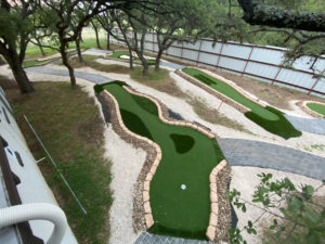 Sloping hills are easily handled with the environmentally friendly AGS Modular Advantage Mini Golf system