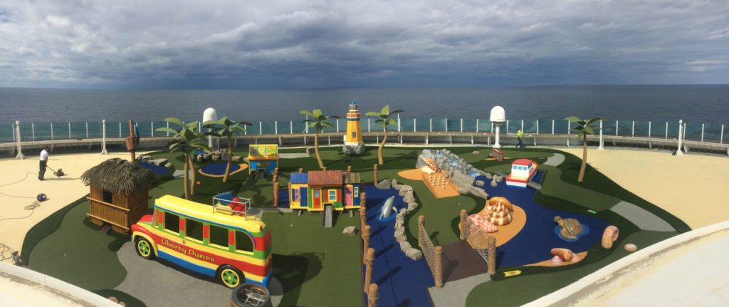 Cruise lines mini golf course with theme elements and custom obstacles