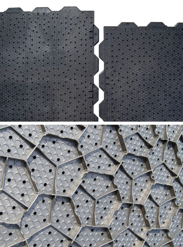 AGS interlocking top panel has tiny holes with larger holes in the honeycombed textured bottom