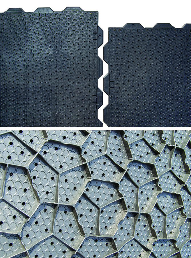 Top and bottom of patented permeable interlocking panels used with AGS Modular Advantage® Mini Golf