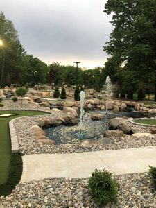 AGS incorporated fountains, a pond and other water elements into the Club 24 mini golf course design