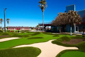 Some of the faux sand traps and terrain “bumps” on the AGS Bunkers & Bumps mini golf course