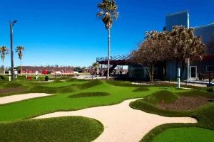 Some of the faux sand traps and terrain “bumps” on the AGS Bunkers & Bumps mini golf course